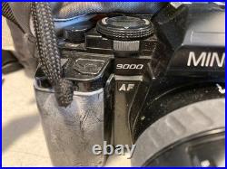Minolta Maxxum 9000 AF 35mm SLR Camera Kit Lenses Flash Filters Bag Untested Minolta Maxxum 9000 AF 35mm SLR Camera Kit Lenses Flash Filters Bag Untested