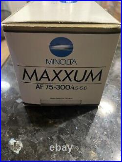 Minolta Maxxum AF 75-300mm F/4.5-5.6 Sony A-Mount Vintage Camera Lens With Box