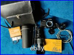 Minolta SRT 100 Camera Two Focal Lens Electronic Flash Tripod Bundle Vintage