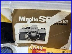 Minolta SRT101 35mm SLR Camera with ROKKOR-PF 55mm Lens And Vintage Suede Case