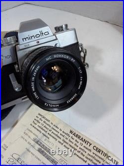 Minolta SRT101 35mm SLR Camera with ROKKOR-PF 55mm Lens And Vintage Suede Case