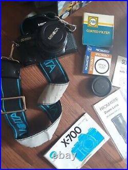 Minolta Vintage x-700 Camera 49mm & Pro Master Zoom Lens Sunpak Flash 2 Filters