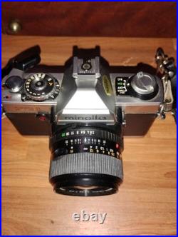 Minolta XG-1 28mm SLR Camera + Minolta MD 45mm f/2 lens Vintage Case & Flash