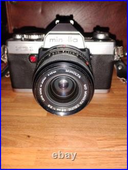 Minolta XG-1 28mm SLR Camera + Minolta MD 45mm f/2 lens Vintage Case & Flash