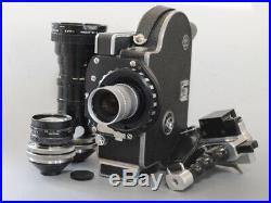 NEAR MINT Bolex H16 SB 16mm movie Camera C mount adaptor + 3 Lens Japan C59