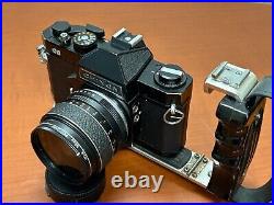 NEAR MINT Vintage Chinon CS Film Camera with3 Lenses & 2X Teleconverter TESTED