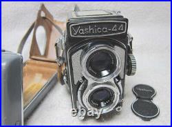 NICE Vintage 127 FILM YASHICA-44 Gray/Black Twin Lens Reflex TLR Camera with CASE