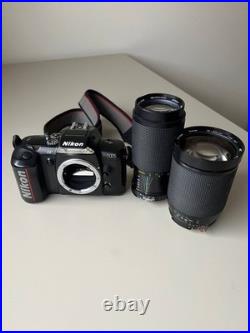 NIKON N5005 35mm SLR Film Vintage Camera with 28-200 mm + 80-200mm Zoom Lens WORKS