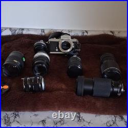 Nikkormat Vintage SLR Film Camera Black Silver with Assorted Lenses
