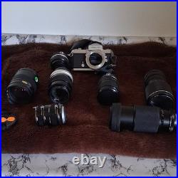 Nikkormat Vintage SLR Film Camera Black Silver with Assorted Lenses