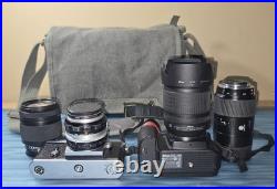Nikon D90 DSLR with Lens + Vintage Nikon F 35mm Film Camera, Passport & Bag Lot