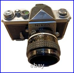 Nikon F Body 35mm Film Camera Vintage Penta Prism Micro-Nikkor Lens 55mm 13.5
