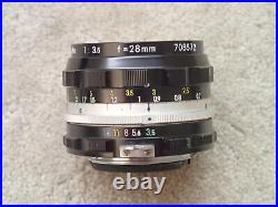 Nikon F Vintage Camera FTN with 28mm 3.5 Nikkor Lens Rough Issues User Item