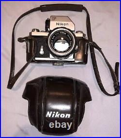 Nikon F vintage SLR film camera 35mm Nikkor-S Auto 1.4/50 lens with Case! NICE