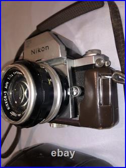 Nikon F vintage SLR film camera 35mm Nikkor-S Auto 1.4/50 lens with Case! NICE