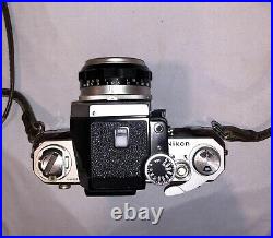 Nikon F vintage SLR film camera 35mm Nikkor-S Auto 1.4/50 lens with Case! NICE