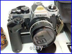Nikon FE2 Camera 35mm SLR with Nikon Lens MD-12 Motor Drive SB-15 Flash Manuals