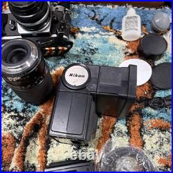 Nikon FG Vintage SLR Film Camera Black Silver with Lens, Flash, Accessories, Bag