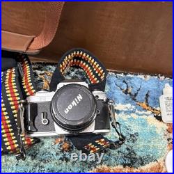 Nikon FG Vintage SLR Film Camera Black Silver with Lens, Flash, Accessories, Bag