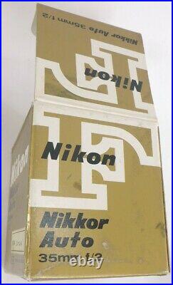 Nikon Nikkor 35mm f2.0 non Ai vintage lens with bubble & box & cap 9++ prime