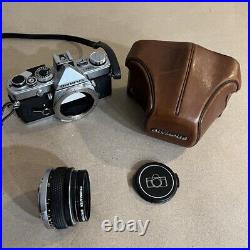 Olympus OM-1N Film Camera 50mm Lens From JAPAN w Vintage Brown Leather Case