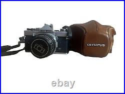 Olympus OM-1N Film Camera 50mm Lens From JAPAN w Vintage Brown Leather Case