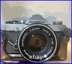 Olympus OM-1N Film Camera 50mm Lens From JAPAN w Vintage Brown Leather Case