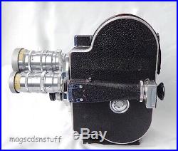 PAILLARD BOLEX H-16 Vintage 16mm MOVIE CAMERA + 3 Lenses, Case & Accessories
