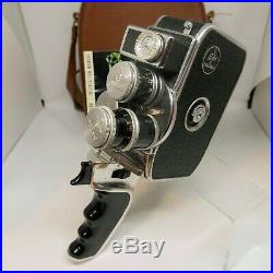 Paillard Bolex D8L 8mm Movie Camera with Hand Grip & 3 Lenses + Case MINT #S8-2120