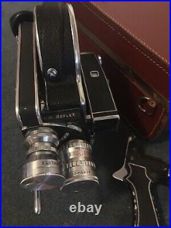 Paillard Bolex H16 Reflex 16mm Movie Camera 2 Lens Case Grip Tested / Working