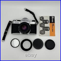 Pentax K1000 Film Camera with 50mm f2 Lens + OEM Hood + Booklet Vintage Asashi