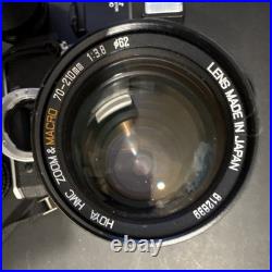 Pentax K1000 SLR Camera Black Silver with 3 Lenses and Vivitar Flash