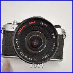 Pentax K1000 SLR Camera Black Silver with Albinar ADG 28mm f/2.8 Macro Lens