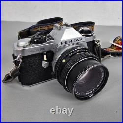 Pentax ME Super 35mm Film Camera With 50mm Asahi Lens & Vintage Strap