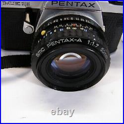 Pentax SLR ME Super 35mm Film Camera 50mm 11.7 Lens Tested EUC VINTAGE