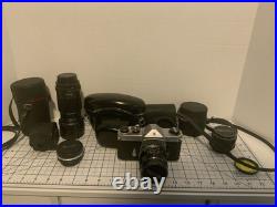 Pentax Spotmatic Vintage 35mm SLR Camera + 3 Takumar Lenses, Cases And Extras