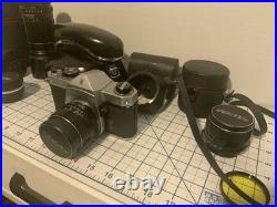 Pentax Spotmatic Vintage 35mm SLR Camera + 3 Takumar Lenses, Cases And Extras