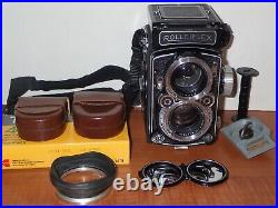 ROLLEIFLEX camera DBP, SCHNEIDER-KREUZNACH XENOTAR 2.8/80&HELDOSMAT 2.8/80 LENS