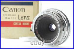 Rare NEAR MINT IN BOX Vintage Canon CT 28mm f3.5 Camera Lens for Contax JAPAN