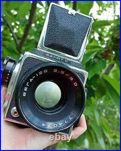 SALUT-C Camera 6x6 Medium Format lens Vega 12v 3 2.8/90 ussr vintage