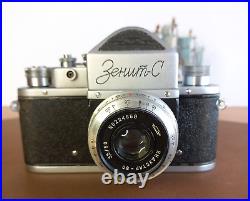 SLR Film Camera 35mm Zenit C industar 50 Lens Vintage 1950s USSR used Working