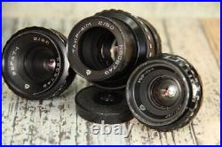 Set 3 pcs Vintage Soviet lens Black Magic Tair-41 Vega-7 Mir-11m Kiev-16U BMPCC