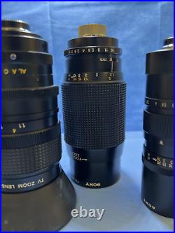 Sony Vintage Tv Camera Lens Lot Qty 3 Used