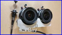 Stereo camera lens panel, Medium Format 3D, synced matched pair of 47mm Schneide