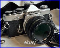 Used VTG Olympus OM-2n MD 35mm Film SLR Camera with 50mm Lens, Cap, Strap