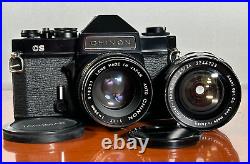 V-GOOD Vintage Black Chinon CS 35mm SLR Film Camera with2 Lens Kit FILM TESTED