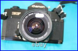 VINTAGE CANON EF 35mm CAMARA WITH A CANON LENS FD 28mm, SERIAL NUMBER 349450