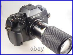 VINTAGE Contax AX 35mm SLR Film Camera w TOKINA 80-200/3.5-4.5 lens. READ