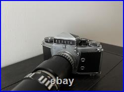 VINTAGE EXAKTA VX 1000 35mm CAMERA W TELEPHOTO LENS PIESKER BERLIN WEST GERMANY
