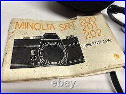 VINTAGE Minolta SRT 201 35mm Film SLR Camera with 50mm f1.7 MD Lens & Manual, Case